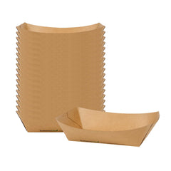 SustainaLite 2 lb #500 Kraft Paper Food Tray / Boat - with PE Lining - 8 3/4