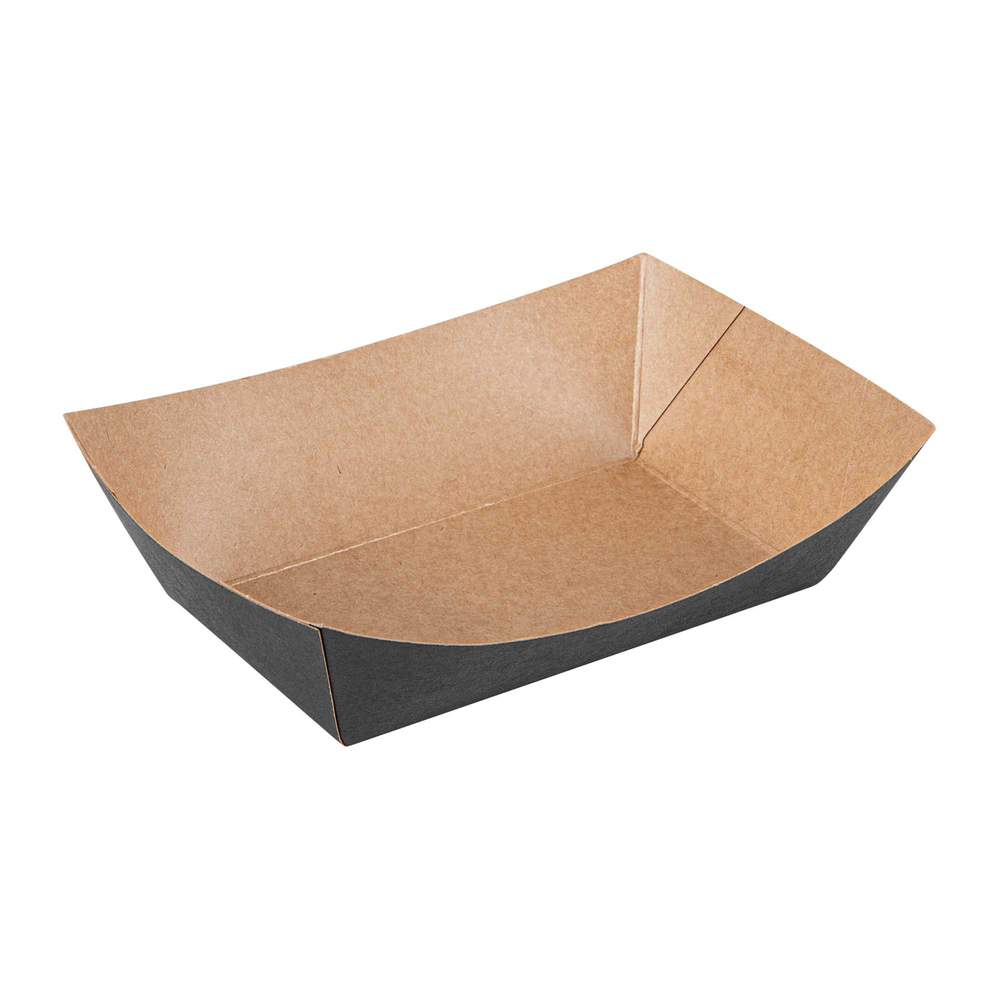 Bio Tek 1 lb Black Paper #200 Food Tray / Boat - 7 1/4" x 5 3/4" x 2" - 50 count box