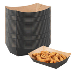 Bio Tek 1 lb Black Paper #200 Food Tray / Boat - 7 1/4
