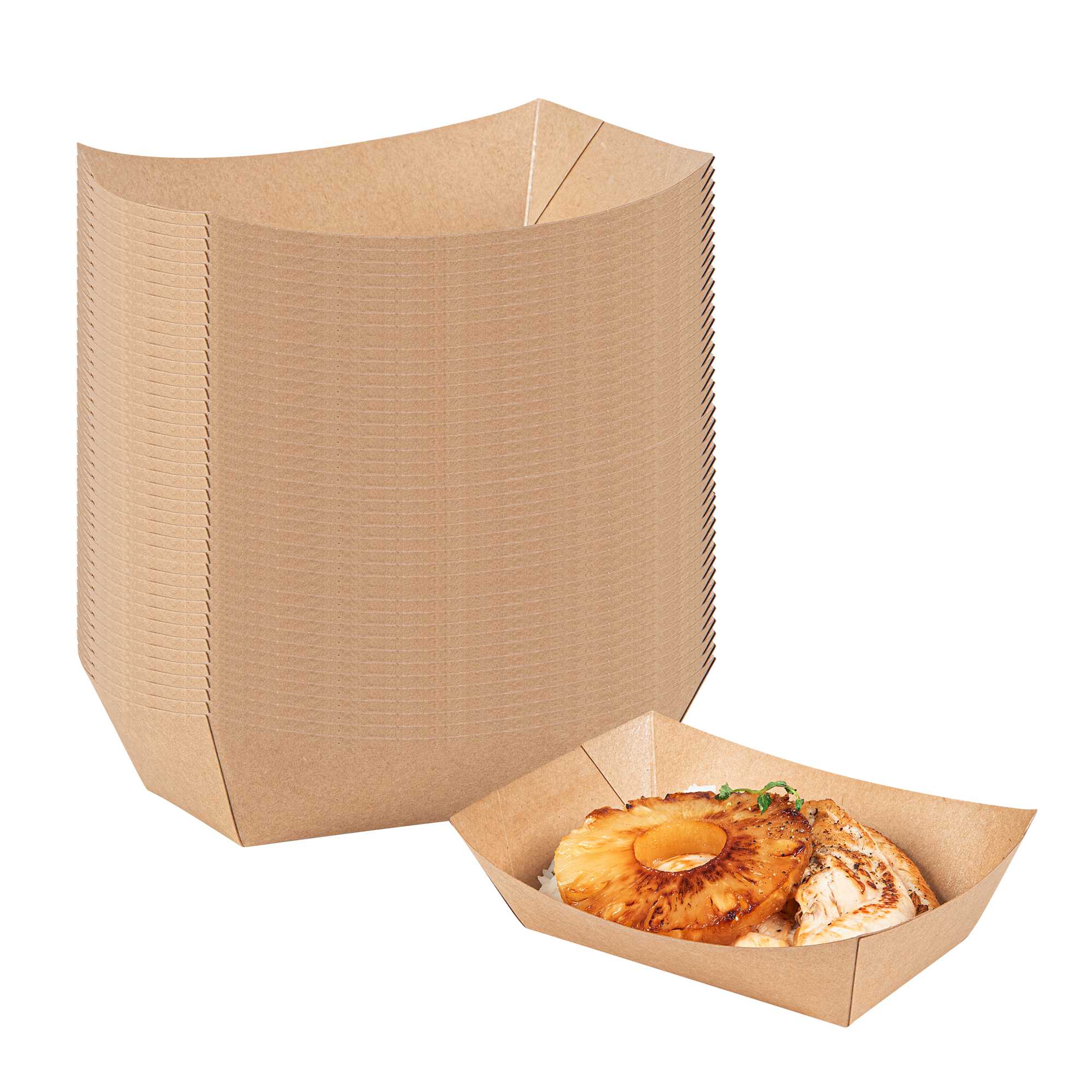Bio Tek 1 lb Kraft Paper #200 Food Tray / Boat - 7 1/4" x 5 3/4" x 2" - 50 count box