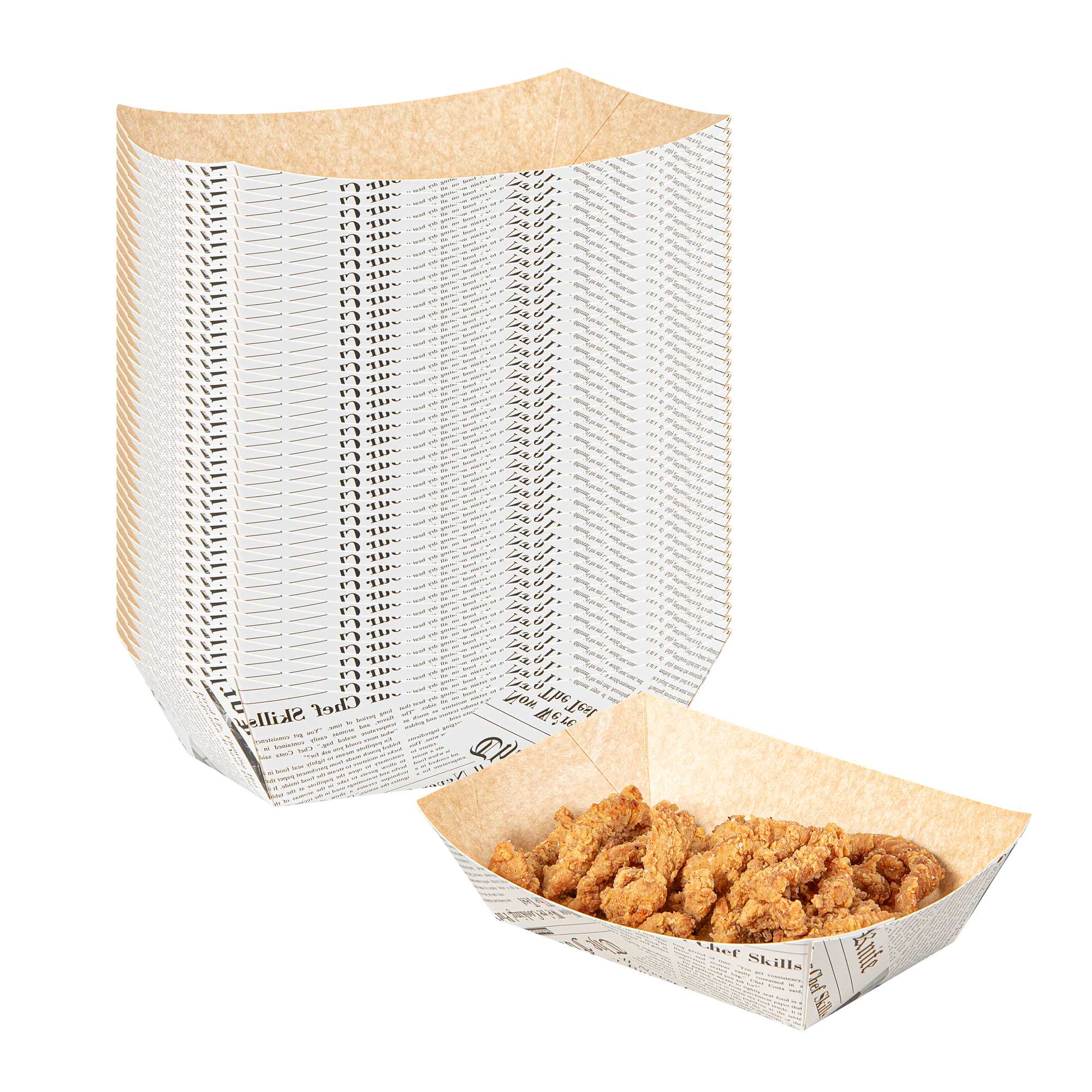 Bio Tek 2 lb Newsprint Paper #500 Food Tray / Boat - 8 3/4" x 6 3/4" x 2 1/4" - 50 count box