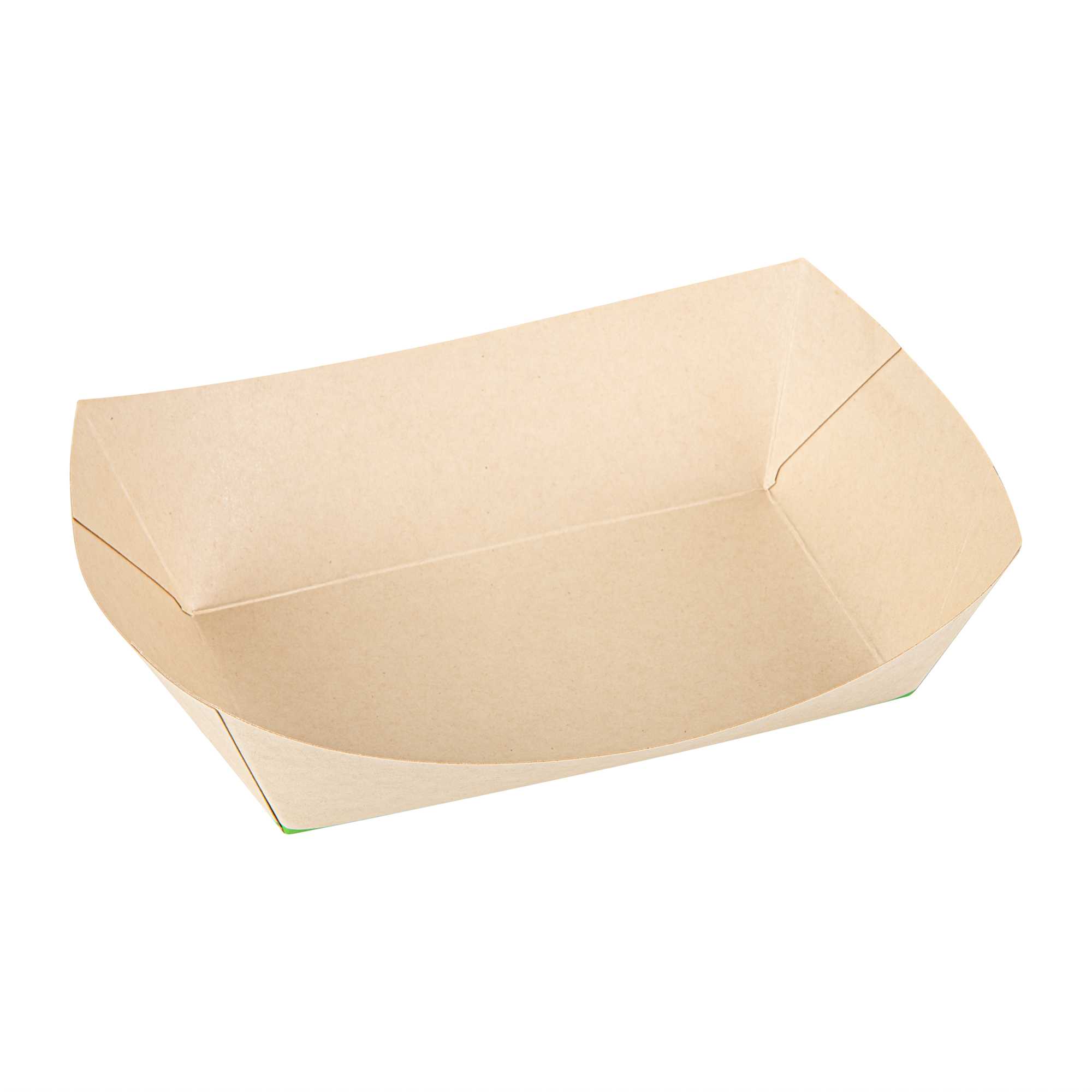 Sustain 2 lb Bamboo Paper #500 Food Tray / Boat - with PLA Lining, Compostable - 8 3/4" x 6 3/4" x 2 1/4" - 50 count box