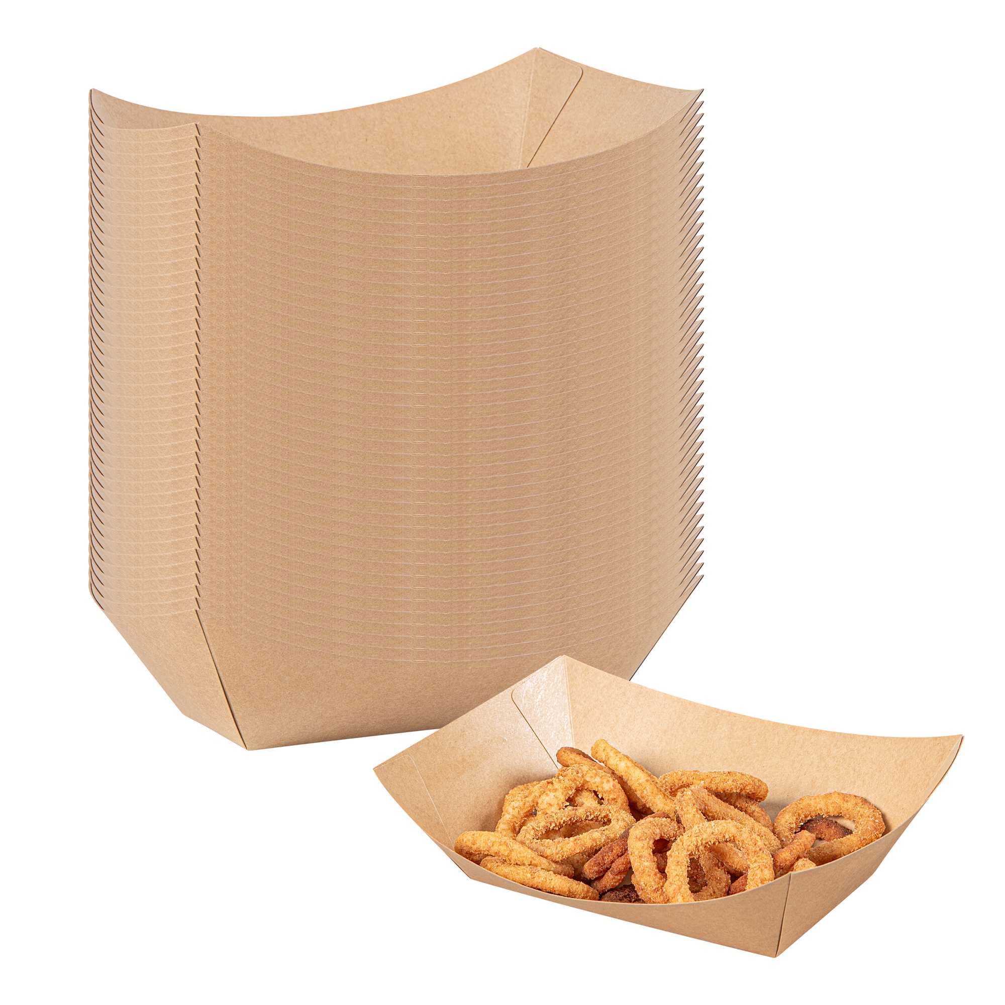 Bio Tek 2 1/2 lb Kraft Paper #1000 Food Tray / Boat - 9 1/4" x 7" x 3" - 50 count box