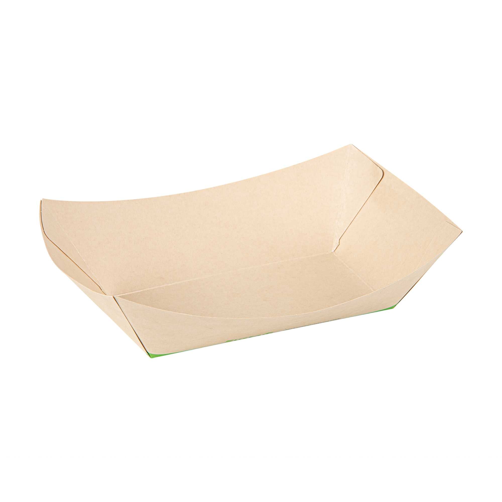 Sustain 2 1/2 lb Bamboo Paper #1000 Food Tray / Boat - with PLA Lining, Compostable - 9 1/4" x 7" x 3" - 50 count box