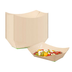 Sustain 2 1/2 lb Bamboo Paper #1000 Food Tray / Boat - with PLA Lining, Compostable - 9 1/4