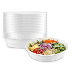 Pulp Safe No PFAS Added 84 oz Round White Sugarcane / Bagasse Bowl - Home Compostable - 11 1/4