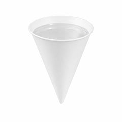 Med Supply 4 oz White Rolled Rim Paper Cone Cup - Home Compostable, Biodegradable - 2 3/4