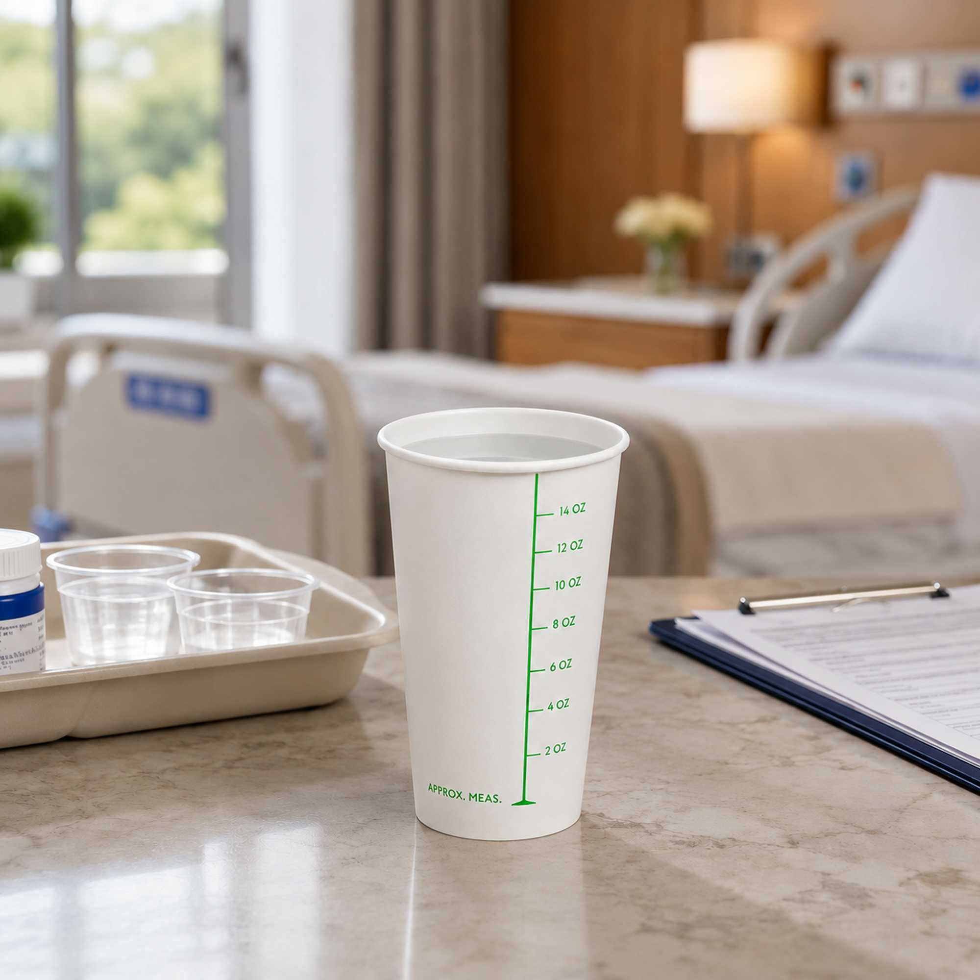 Med Supply 16 oz White Graduated Paper Cup - 3 1/2" x 3 1/2" x 5 1/4" - 50 count box
