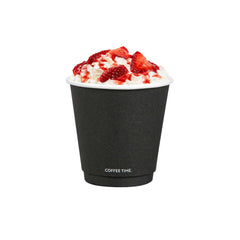 Restpresso 8 oz Black Embossed Paper Coffee Cup - Double Wall - 3 1/2