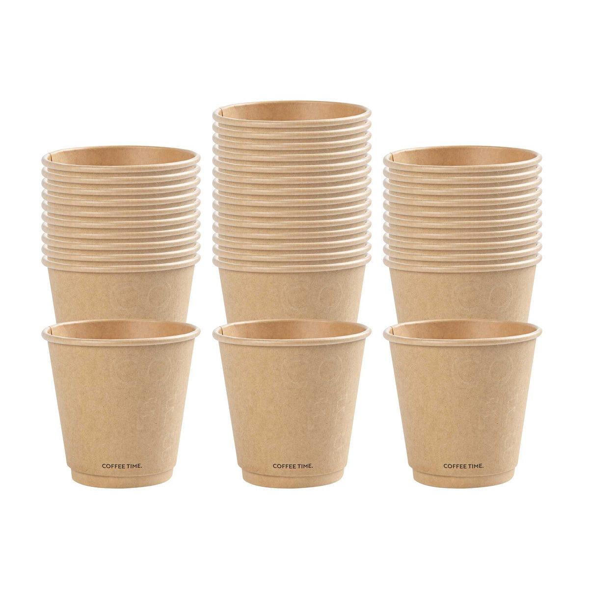 Restpresso 8 oz Kraft Embossed Paper Coffee Cup - Double Wall - 3 1/2" x 3 1/2" x 3 1/4" - 25 count box