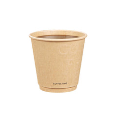 Restpresso 8 oz Kraft Embossed Paper Coffee Cup - Double Wall - 3 1/2