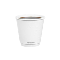 Restpresso 8 oz White Embossed Paper Coffee Cup - Double Wall - 3 1/2