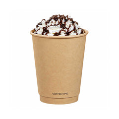 Restpresso 12 oz Kraft Embossed Paper Coffee Cup - Double Wall - 3 1/2