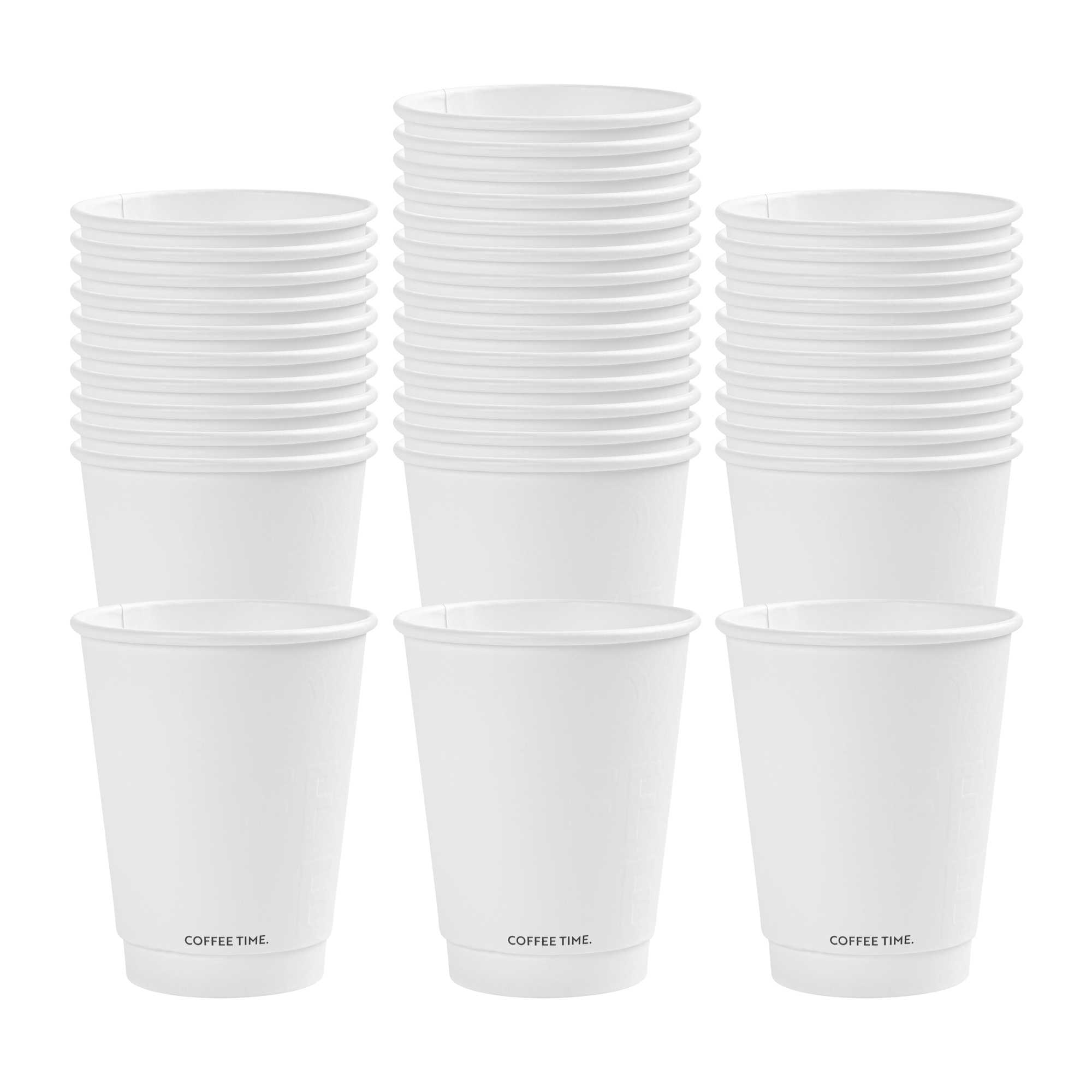Restpresso 12 oz White Embossed Paper Coffee Cup - Double Wall - 3 1/2" x 3 1/2" x 4 1/4" - 25 count box