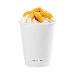 Restpresso 12 oz White Embossed Paper Coffee Cup - Double Wall - 3 1/2
