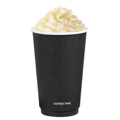 Restpresso 16 oz Black Embossed Paper Coffee Cup - Double Wall - 3 1/2