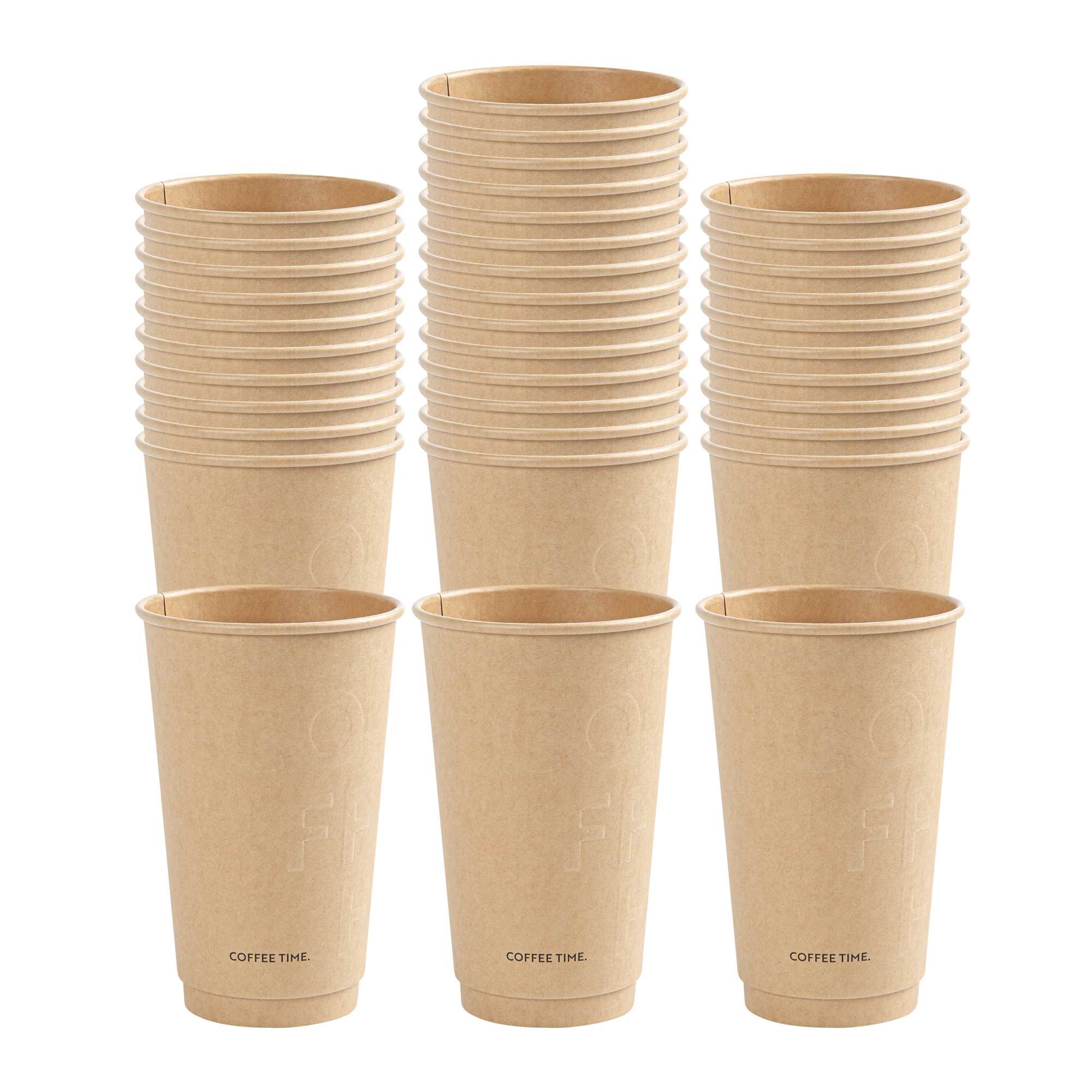 Restpresso 16 oz Kraft Embossed Paper Coffee Cup - Double Wall - 3 1/2" x 3 1/2" x 5 1/2" - 25 count box