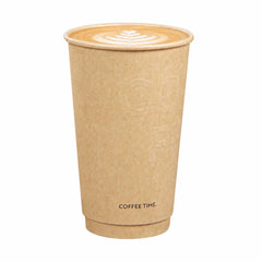 Restpresso 16 oz Kraft Embossed Paper Coffee Cup - Double Wall - 3 1/2