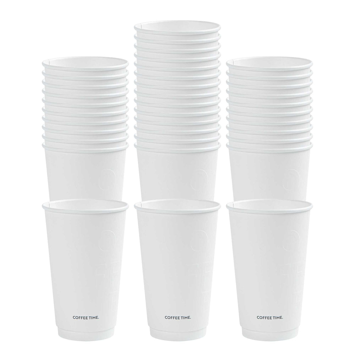 Restpresso 16 oz White Embossed Paper Coffee Cup - Double Wall - 3 1/2" x 3 1/2" x 5 1/2" - 25 count box