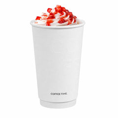 Restpresso 16 oz White Embossed Paper Coffee Cup - Double Wall - 3 1/2
