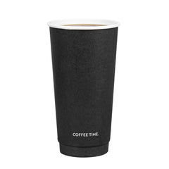 Restpresso 20 oz Black Embossed Paper Coffee Cup - Double Wall - 3 1/2