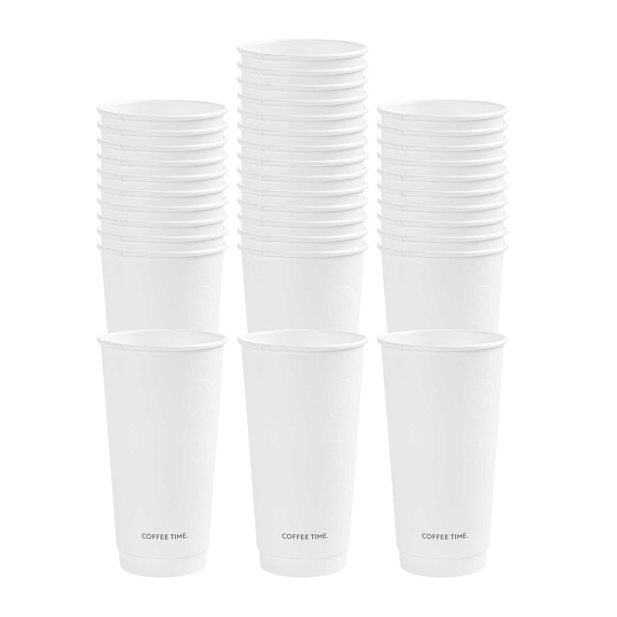 Restpresso 20 oz White Embossed Paper Coffee Cup - Double Wall - 3 1/2" x 3 1/2" x 6 1/4" - 25 count box