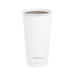 Restpresso 20 oz White Embossed Paper Coffee Cup - Double Wall - 3 1/2