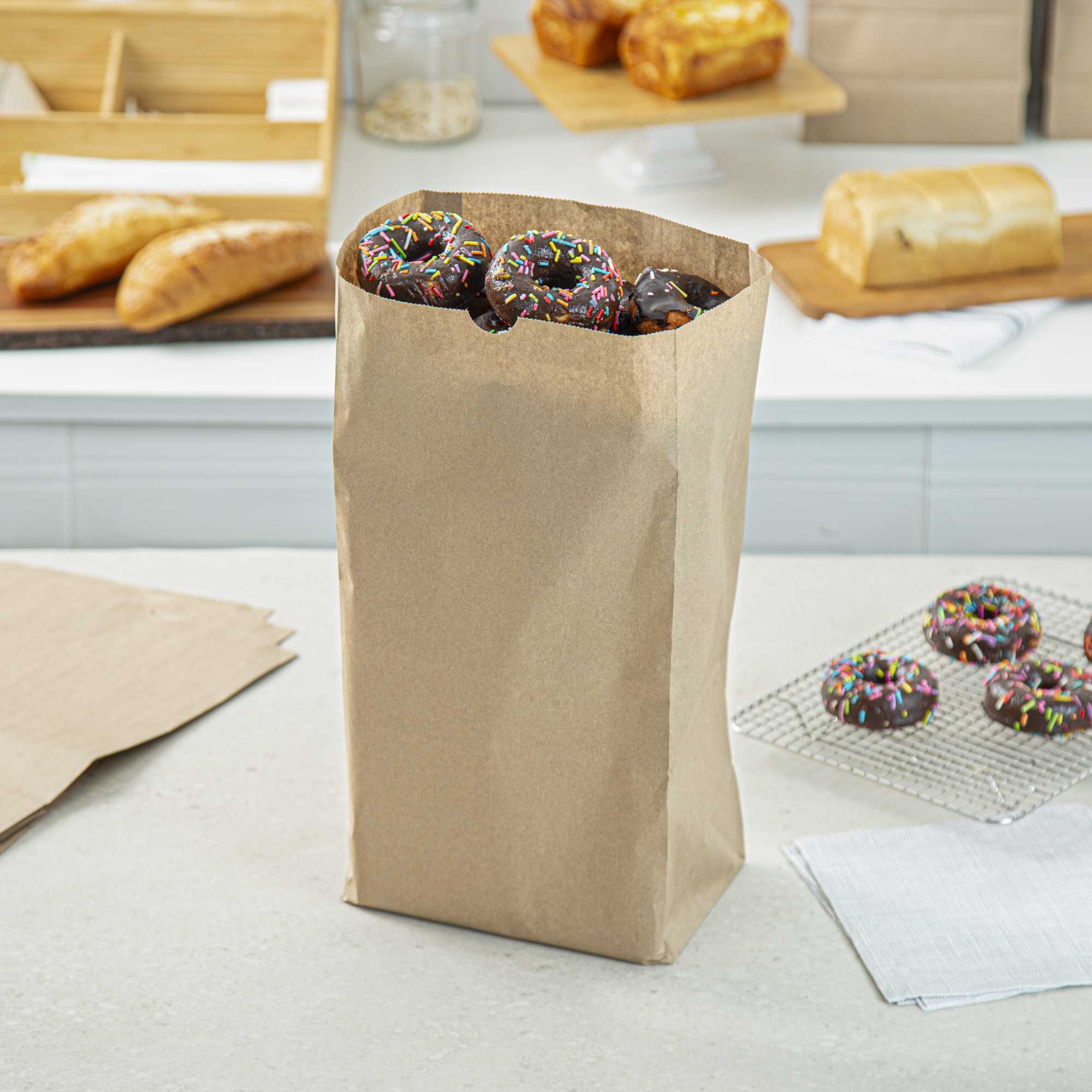 SustainaLite 20 lb Kraft Paper Bag - 8 1/4" x 5 1/4" x 16 - 500 count box