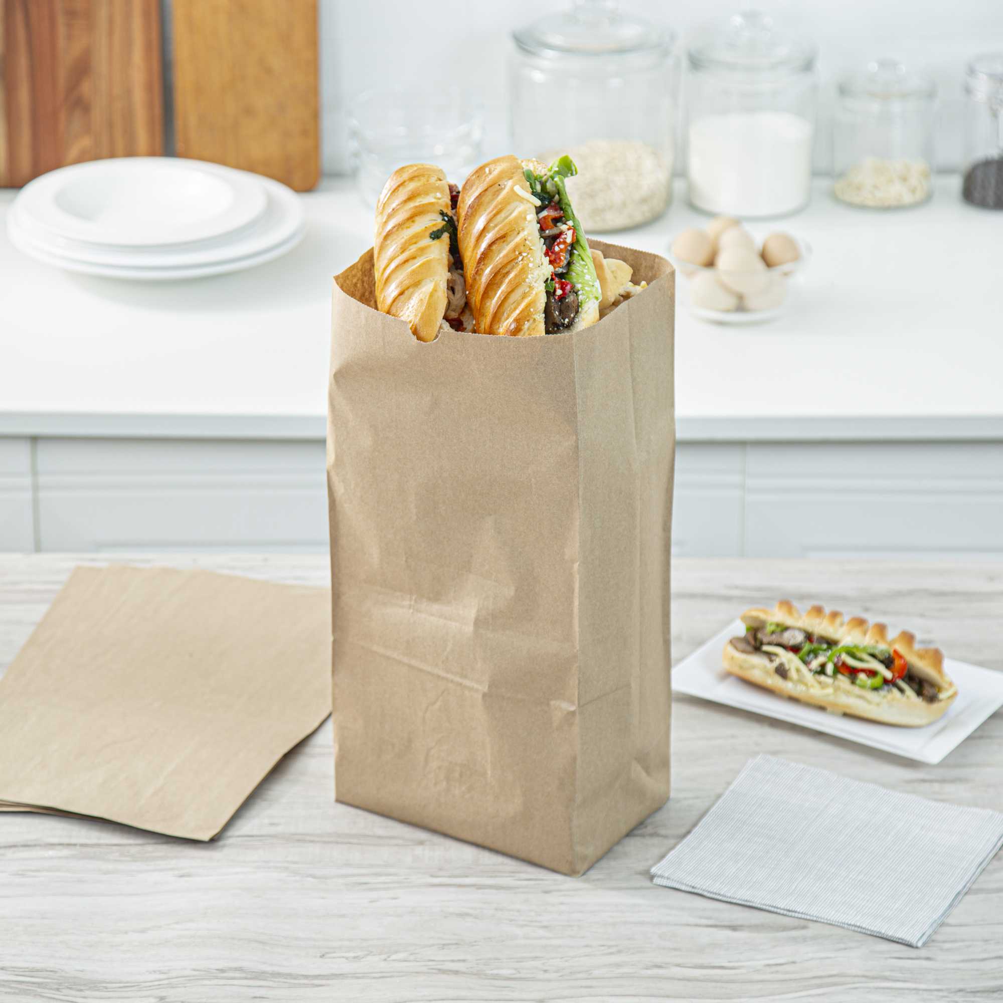 SustainaLite 25 lb Kraft Paper Bag - 8 1/4" x 5 1/4" x 16 1/2" - 500 count box