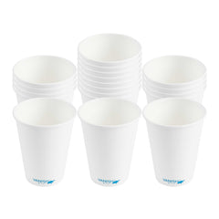 Vanish 12 oz White Paper Coffee Cup - Water-Based Coating, Compostable, Single Wall - 50 count box