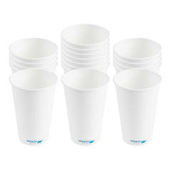 Vanish 16 oz White Paper Coffee Cup - Water-Based Coating, Compostable, Single Wall - 50 count box