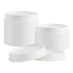 Vanish White Paper Coffee Cup Lid - Water-based Coating, Fits 9, 12, 16, 20 oz, Compostable - 50 count box