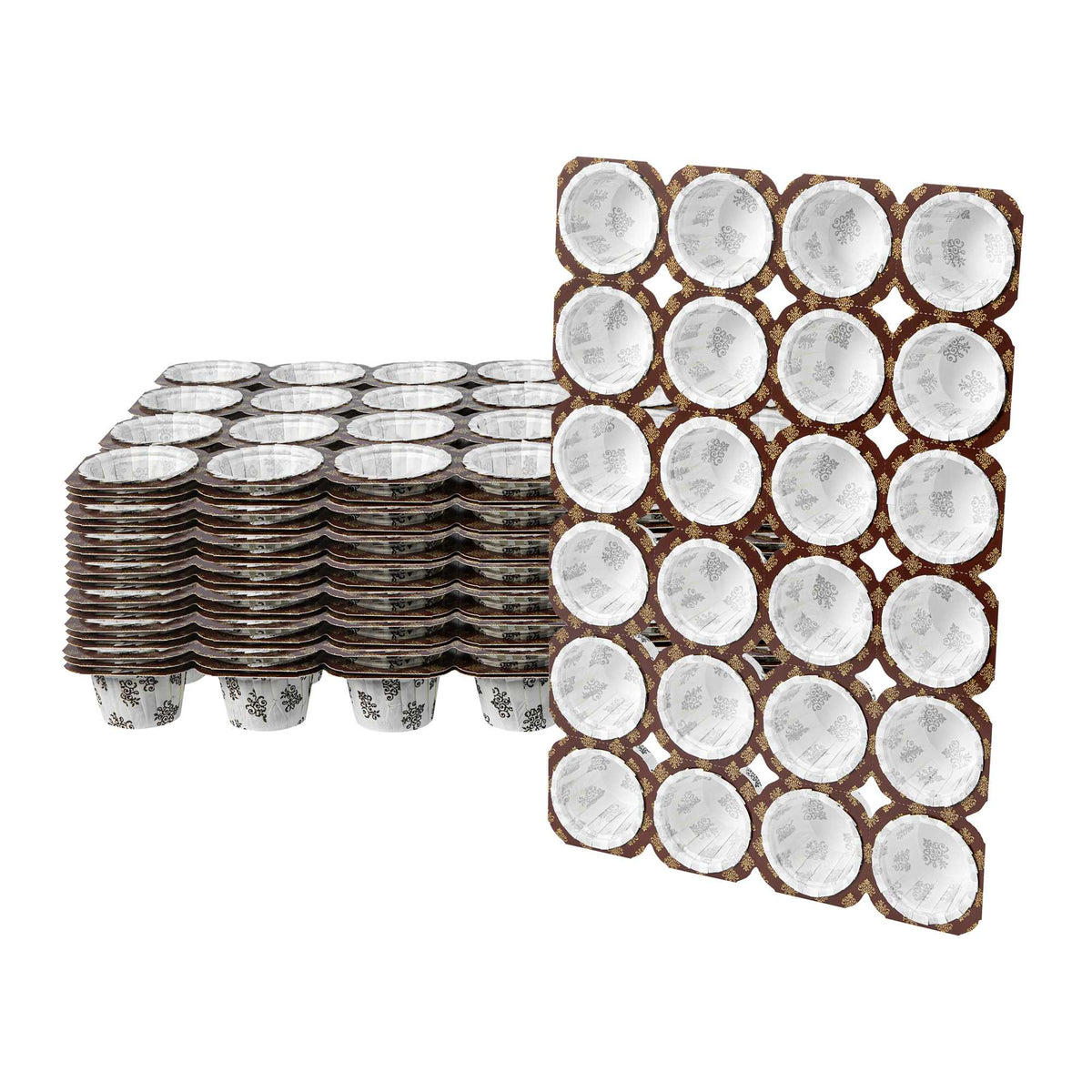 Panificio 24-Cup White Paper Muffin Tray - 2 oz / Cup, Vintage Design - 20" x 13 1/2" x 1 3/4" - 20 count box