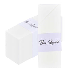 Luxenap White Bon Appetit Paper Napkin Sleeve - with Air Laid Napkin - 7 3/4