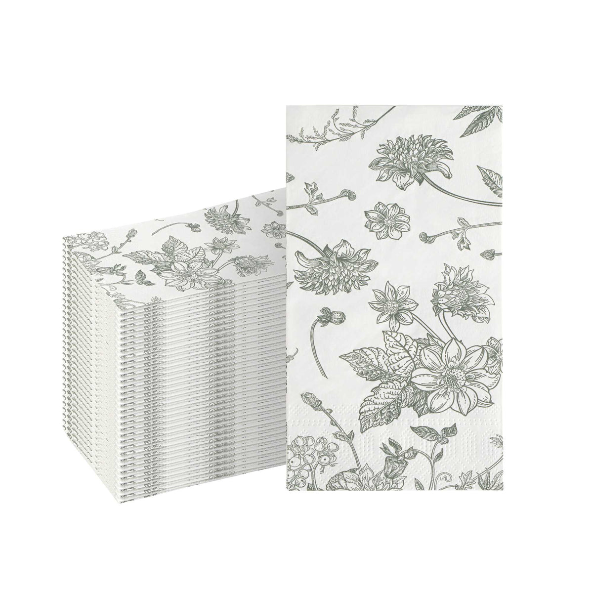 Luxenap 1/6-Fold Green Paper Pocket / Facial Tissue - 3-Ply, Floral Pattern - 13" x 15 3/4" - 50 count box