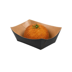 Bio Tek 6 oz Black Paper #40 Food Tray / Boat - 4 1/2