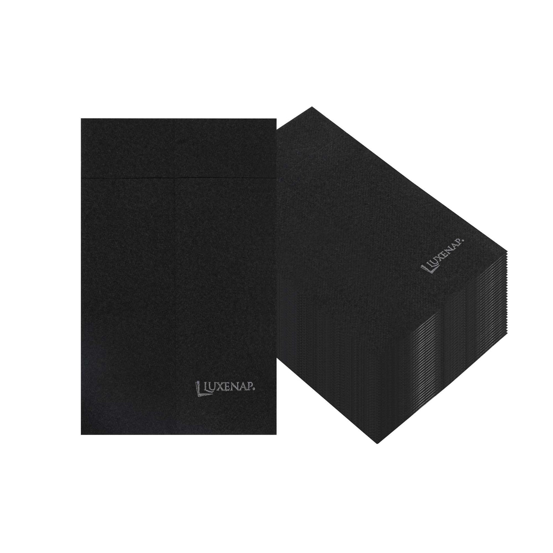 Luxenap Black Paper Linen-Feel Dinner Napkin - Air Laid, Kangaroo - 15 3/4" x 9 1/2" - 50 count box
