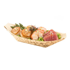 Bambuddha Natural Bamboo Medium Food Tray / Boat - 7 1/4