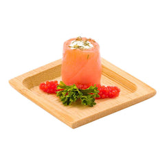 Bambuddha Square Natural Bamboo Carved Plate - 2 1/2