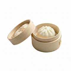 Bambuddha 2 oz Round Natural Bamboo Mini Steamer - 3 1/4