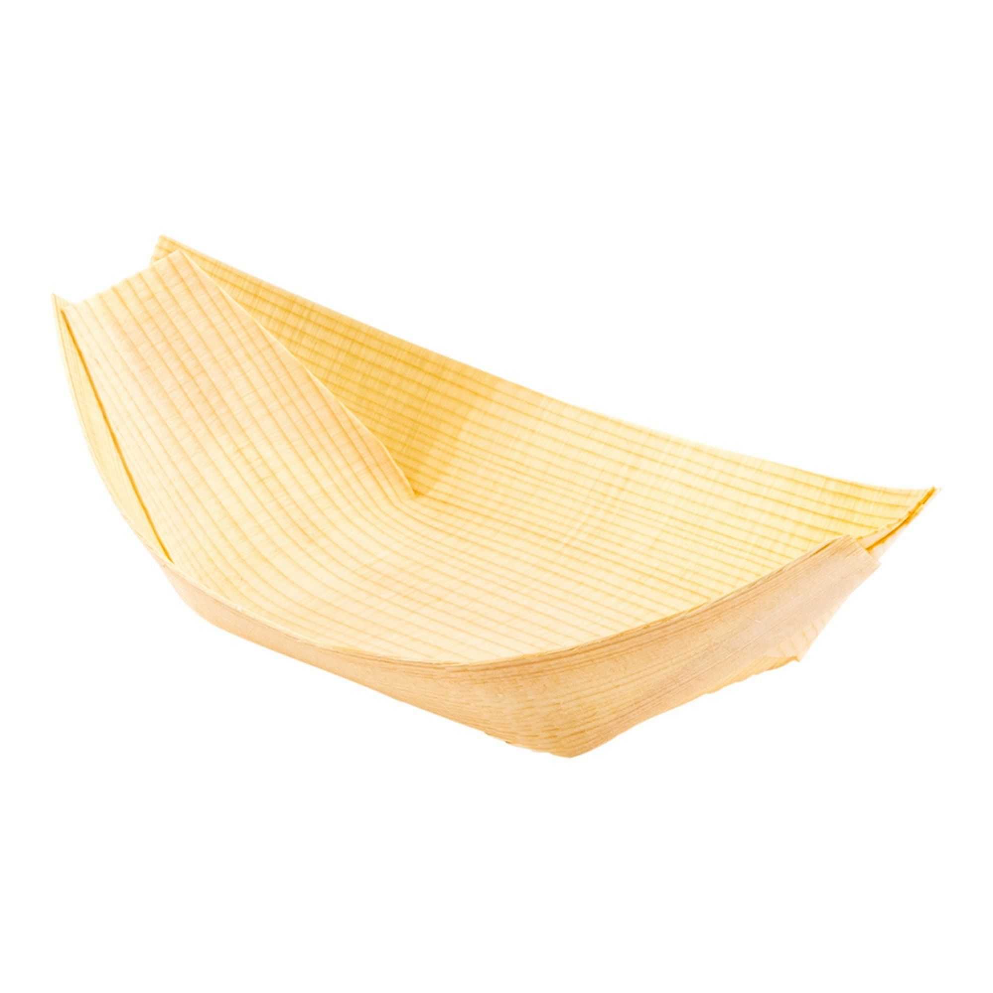 Taipei Natural Pinewood Small Food Tray / Boat - 5" x 2 1/2" - 200 count box