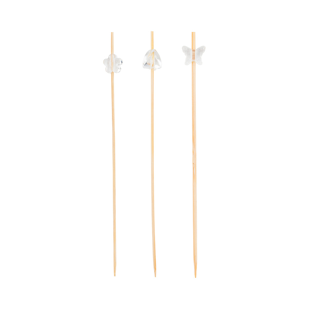 Pixy Clear Bamboo Acrylic Bead Skewer - Assorted Styles - 6" - 1000 count box