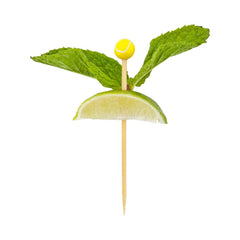 Pixy Yellow and White Bamboo Tennis Ball Pick - Hand-Painted - 4