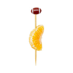 Pixy Brown and White Bamboo Football Pick - Hand-Painted - 4