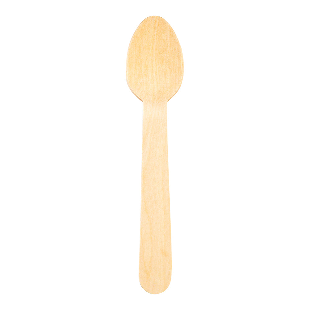 Taipei Natural Wood Spoon - 5 1/2" x 1 1/4" x 1/2" - 500 count box