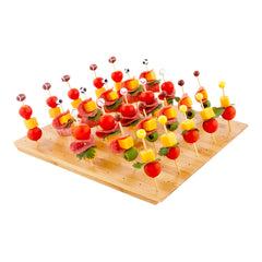 Pixy Square Natural Bamboo Pick Stand / Skewer Holder - 100 holes - 12