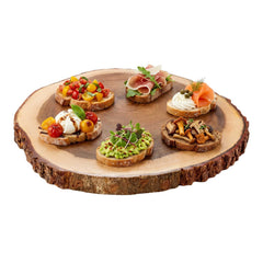 Voga Round Natural Wood Serving Board - Bark Edges - 12