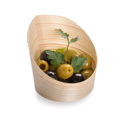 Taipei 4 oz Round Natural Wood Mini Incline Cup - 2 1/2