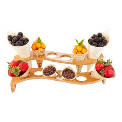 Bambuddha Curved Natural Bamboo Cone Stand - 12 slots, Multi-Level - 13 1/2