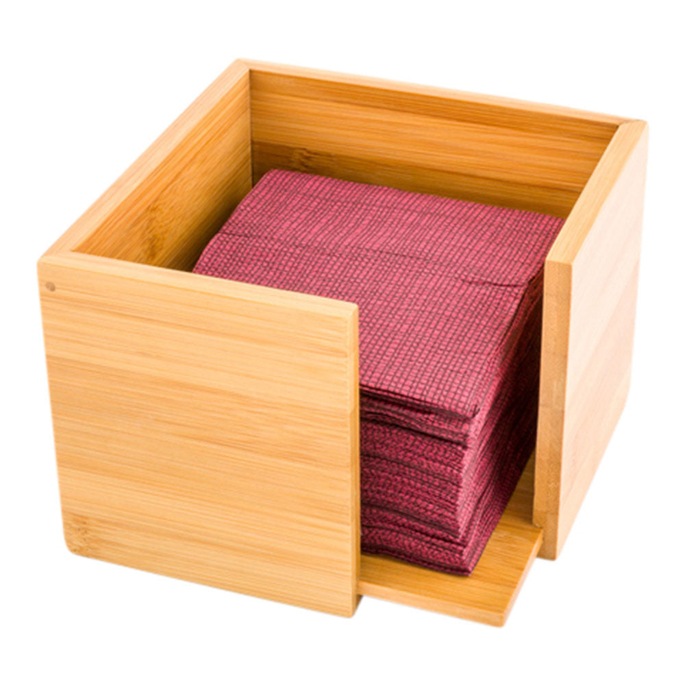 Nature Tek Square Natural Bamboo Cocktail Napkin Holder - 5 1/4" x 5 1/4" x 3 3/4" - 1 count box